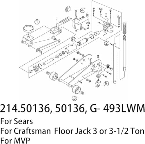 214.50136 Floor Jack Seal Replacement Kit Fit for Sears, Craftsman