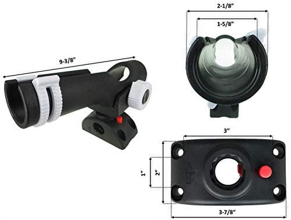 Pactrade Marine Fishing Rod Holder For Boat & Pontoon Rails - Fits 1-1/4" Square Or 7/8"-1" Round