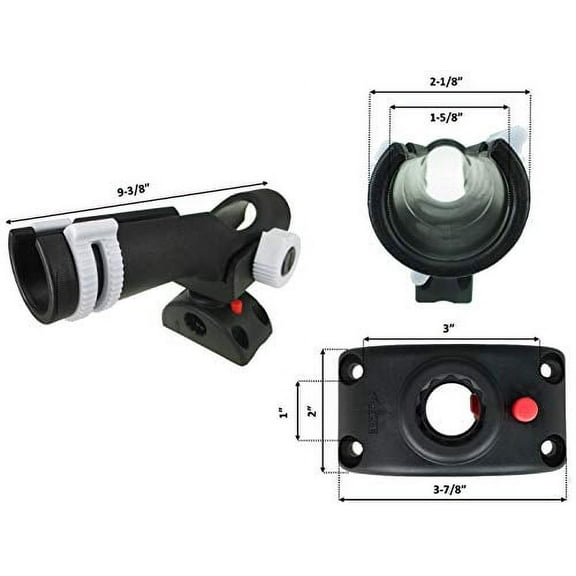 Pactrade Marine Adjustable Black Fishing Rod Holder 7/8"-1" Side Deck Mount Lock