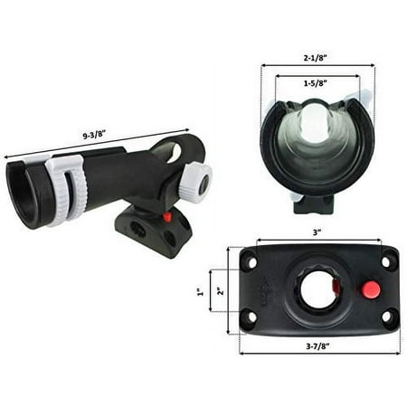 Pactrade Marine Adjustable Black Fishing Rod Holder 7/8 -1 Side Deck Mount Lock