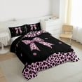 thumbnail image 3 of Castle Fairy Teens Black Pink Bow-Tie Bedding Comforter Set 2pcs,Animal Leopard Cheetah Print Twin Comforter Sets Microfiber,Old Fashion Dreamy Princess Breathable Bedding Set, 3 of 8