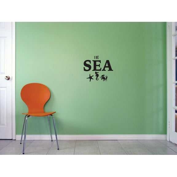 Custom Decals The Sea Wall Art Size: 20 Inches x 30 Inches Color: Black