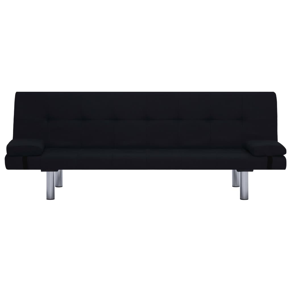 Kepooman Modern Faux Leather Convertible Sofa with 2 Pillows for Living Room Office, Black Kepooman Modern Faux Leather Convertible Sofa with 2 Pillows for Living Room Office, Black