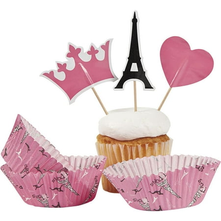 - Paris Party Cupcake Cups w/ Picks (50 Pack) - Party Supplies