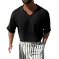 thumbnail image 1 of BOBOGOJP T-Shirt Homme Coupe Régulière Manches Courtes Col Rond Hauts Travail Couleur Unie Chandail (Noir,3TG), 1 of 4