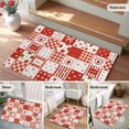 thumbnail image 4 of Strawberry Patchwork Bathroom Mat 2x3 FT, Non Slip Small Kitchen Mat, Red Farmhouse Love Hearts Plaid Washable Soft Backed Front Door Throw Rug Non-Shedding Indoor Outdoor Doormat for Entryway Sink, 4 of 7