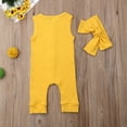 thumbnail image 4 of 2Pcs Tenue Bébé Nouveau-Né Sans Manches Solide Combinaison Arc Bandeau, 4 of 7