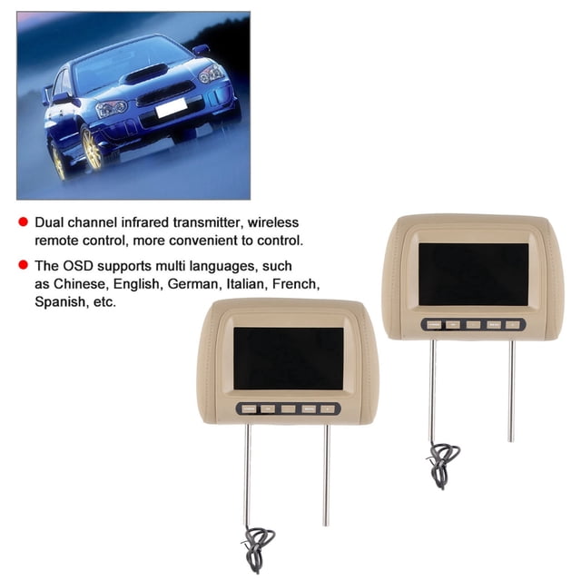 Pantalla 2 Uds Universal 7 En HD Reposacabezas De Coche Reproductor De Vídeo LCD Control Inalámbrico Pantalla MP5 Marrón