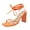 Orange, variant on Mostsola Square Open Toe Sandals for Women Block High Heels Comfort Ankle Strap Dress Shoes