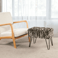 thumbnail image 3 of Home Soft Things Tip Printing Light Faux-fur Ottoman - Meru GEO Light Brown - 19" x 13" x 17", 3 of 8