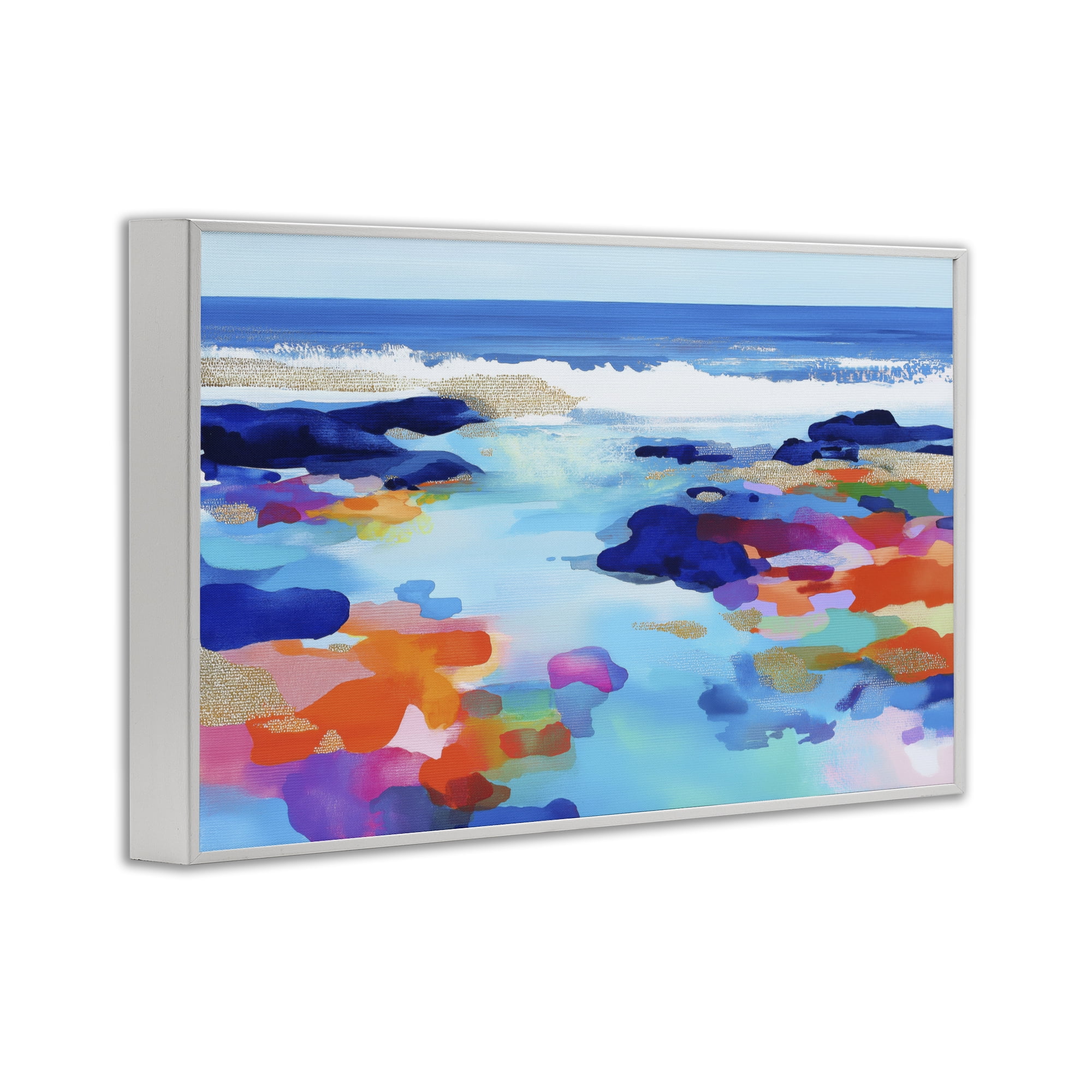 Stupell Industries Coastal Pools Overlay Abstraction White Framed Giclee Art, design by Chromatic Storm Studio