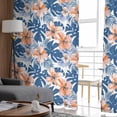thumbnail image 4 of Sheer Curtains 72 inches Long, Orange Flowers Navy Blue Leaves Watercolor Tropical Plants Light Filtering Sheer Window Curtains Rod Pocket Voile Drapes for Bedroom Living Room, 52"W x 72"L 2 Panels, 4 of 7