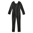 thumbnail image 4 of YONGHS Kids Girls Glossy Metallic Unitard Long Sleeve Bodysuit Ballet Dance Gymnastic Jumpsuit Black 12, 4 of 5