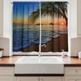 thumbnail image 2 of Ambesonne Hawaiian Kitchen Curtains, Sunrise Lanikai Beach, 55"x45", Brown Blue, 2 of 3