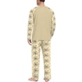 thumbnail image 4 of EANJE Men's Halloween 2 Piece Pajama Set Funny Mummy Cartoon Print Casual Long Sleeve Top & Long Pant Holiday Gift Soft Daily Sleepwear Suit Beige M, 4 of 5