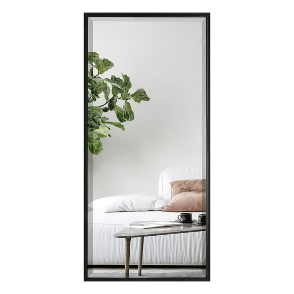 Mirrorize Canada, Framed Beveled Vanity Wall Mirror Black Rectangle Hanging Modern Industrial Large Long Metal Frame Mirrors for Bathroom Entryway Bedroom (35 in. x 16 in.)