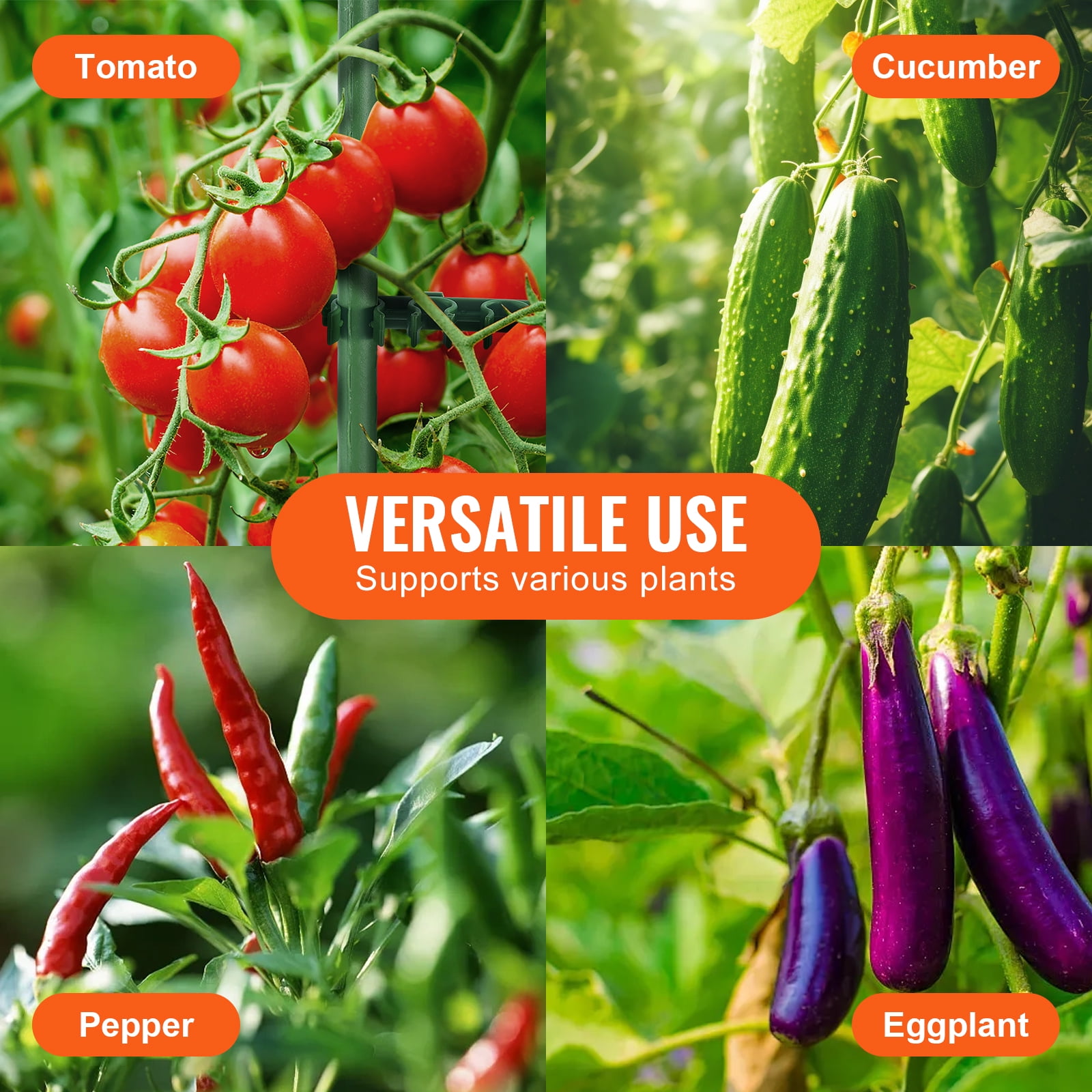 VEVOR 6 packs Tomato Cages for Garden, 48 inch Tomato Trellis Plant Stakes Support, Stackable Tall Plant Support Cage, for Raised Garden Bed, Vegetables Flowers and Climbing Plants
