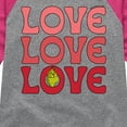 thumbnail image 3 of The Grinch - Grinch Love Stack  - Toddler & Youth Girls Raglan Graphic T-Shirt, 3 of 5