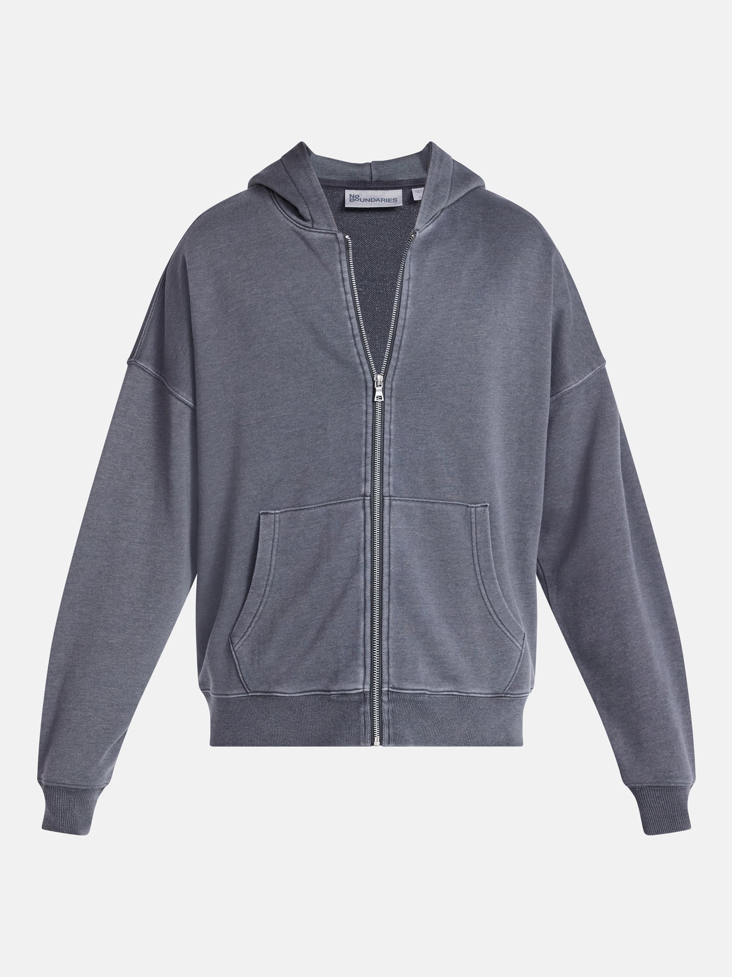 No Boundaries Zip Hoodie with Long Sleeves, Men's XS-4XLT