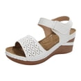 thumbnail image 4 of Rokment Orthopedic Platform Wedge High Heels Dress Sandals for Women 2026 Fashion Casual Leather Open Toe Arch Support Chunky Heeled Comfortable Beach Summer Shoes White Size 9, 4 of 5
