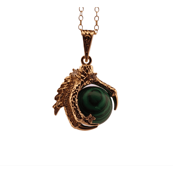 Malachite Dragon Claw Gold Necklace MDCGN