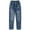 Blue-2154, variant on KIDSCOOL SPACE Ruffled Elastic Waist Colorful Button Decor Vertical Pocket Jeans for Girls,3-4 Years