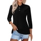 thumbnail image 1 of Camisa SCZ femenina casual solapa manga 3/4 con botones color negro talla 3XL, 1 of 4