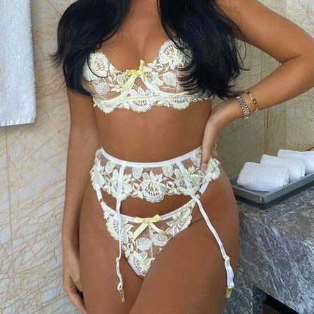 

Gubotare Lingerie For Women Women One Piece Lingerie Lace Bodysuit Deep V Teddy Mini Babydoll Yellow M