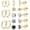 C-Gold, variant on Hypoallergenic Titanium Earrings for Sensitive Ears 14K Gold Plated Opal Ball CZ Heart Flat Back Earrings for Women Men Small Surgical Steel Flatback Stud Hoop Cartilage Earring Set