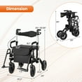thumbnail image 3 of Giantex Déambulateurs pour Aînés, Déambulateur Pliant à Roulettes avec Dossier Réversible, Rangement Détachable et Porte-Parapluie, Noir, 3 of 9