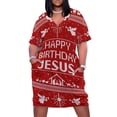 thumbnail image 2 of Suéter de Navidad feo de Jesús de feliz cumpleaños punto escandinavo rojo blanco vestido de bolsillo suelto religioso cristiano, 2 of 7