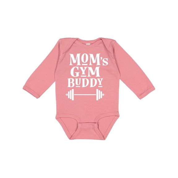 Inktastic Mom's Gym Buddy Fitness Workout Boys or Girls Long Sleeve Baby Bodysuit