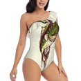 thumbnail image 3 of Sikiie Largemouth Bass Fish (3) Print Women One Piece Swimsuits Tummy Control One Shoulder Bathing Suits Ruffle Swimwear, From S to XXL-Small, 3 of 6