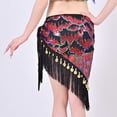 thumbnail image 7 of Xfvqtps Woman Sequin Dance Skirt Tassel Triangular Belt Belly Dancing Waist Towel Waist Chain Hip Towel Performance Skirt Red, 7 of 7