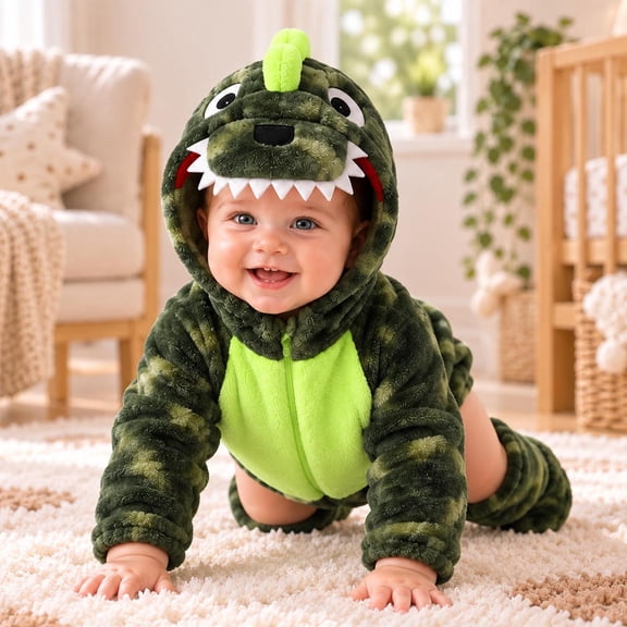 MEZZALL Boys Girls Jumpsuit Long Sleeve Hooded Romper Cartoon Bodysuits Leg Warmer Set Zip Up Onesie One-Pieces