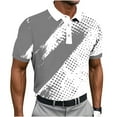 thumbnail image 3 of BiZtdJrK Golf Athletic T-Shirts for Men Button Collared Short Sleeve Polos Shirt Geometry Printed Casual Workout Tops, Gray, M, 3 of 6