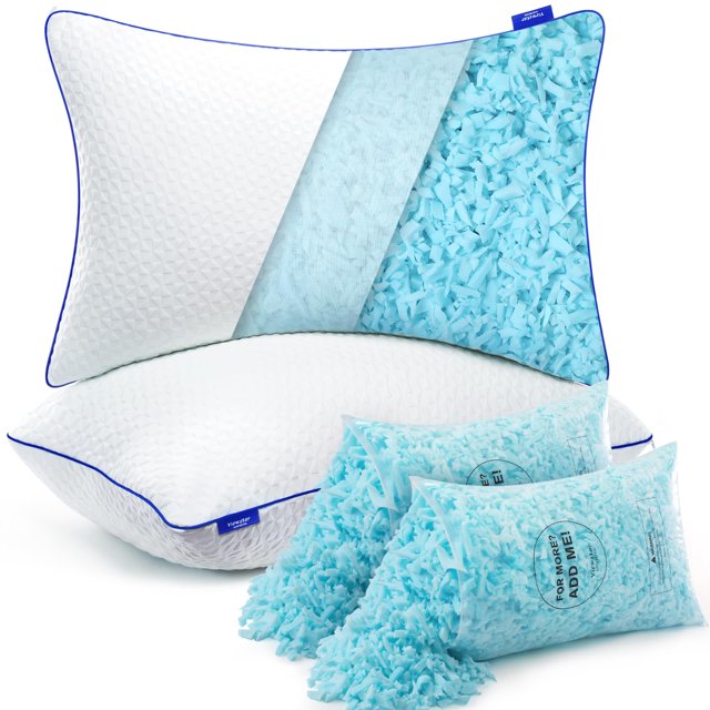 Pillows Viewstar, espuma viscoelástica triturada, tamaño queen, juego de 2