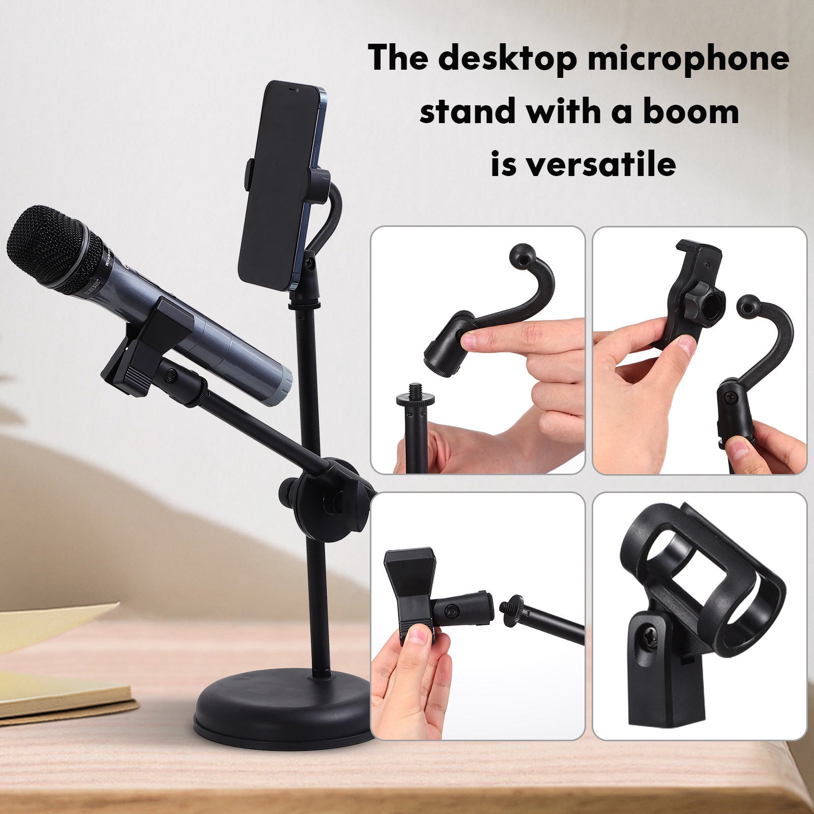 UPOUART Adjustable Microphone Stand Desktop Holder for Podcasting, Streaming, and Recording - Plastic, Multiple Colors Available