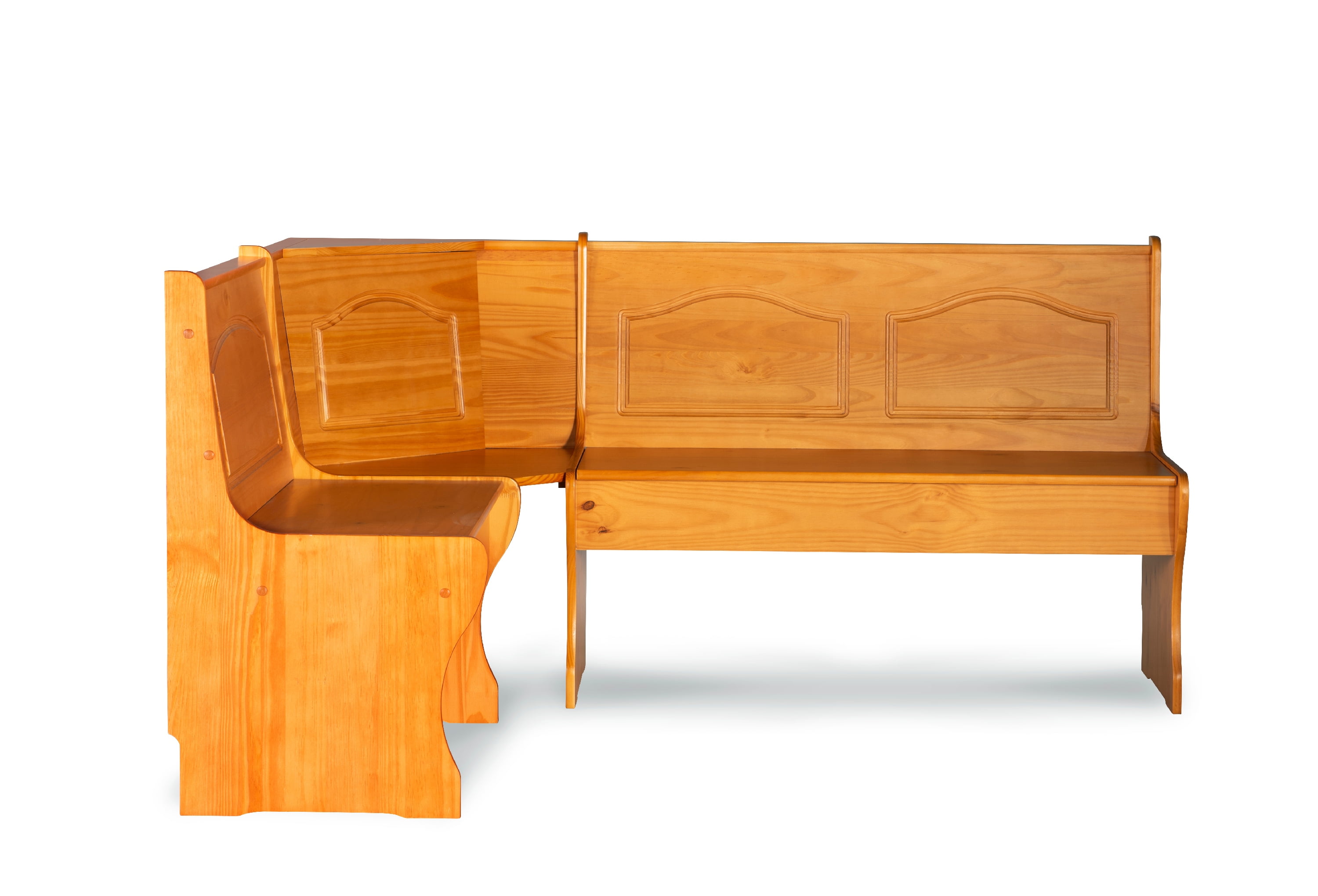 Linon Varden Farmhouse Corner Dining Breakfast Nook with Storage, Honey Brown