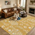 thumbnail image 4 of Washable Area Rugs 6x9 FT Yellow Botanical Rugs for Living Room Non-Slip Soft Non-Shedding Low-Profile Rectangle Spring Summer Chic Wildflowers Large Rug Carpet for Bedroom Dining Room Home Decor, 4 of 8