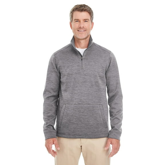Devon & Jones DG798 Men's Newbury Melange Fleece Quarter-zip - Dark Grey Heathr - Small