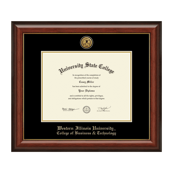 Framerly - WIU Business Diploma Frame with Black and Gold Mat