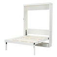 thumbnail image 5 of Harper & Bright Designs Full Size Murphy Bed, Wooden Full Cabinet Bed Wall Bed with 2 Drawers, Folding Wall Chest Bed for Guest Room Office, Beige, 5 of 13
