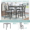 thumbnail image 2 of GZXS 5-Piece Counter Height Dinette Set, Square Kitchen Table + 4 Padded Chairs, Farmhouse Bar Dining Set for Small Space, Dining Room (Gray), 2 of 9