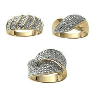 Forever Facets Diamond Accent 3-Piece Fashion Ring Set in 18k Yellow Gold Over Bronze, Adult Female