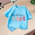 thumbnail image 2 of Swuxness Girls Casual Short Sleeve Tops, Spring and Summer Blouses, Kids Printing Crew Neck Comfortable Breathable Soft Loose Pullover Tee Blue, 6-8 Years, 2 of 4