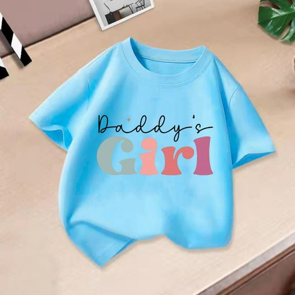 Delliss Girls Shirts Short Sleeve Cotton Letter Print T-Shirts Graphic Tees Summer Tops for Girls 2-14 Years
