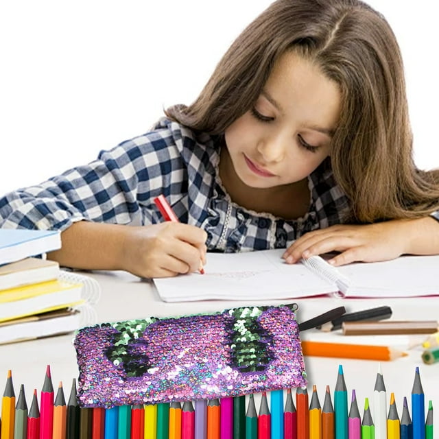 Boovnll Trousse à Crayons, Sac Cosmétique à Paillettes Multifonction Portable à Grande Capacité, Porte-Monnaie, Trousse à Crayons avec Fermeture Éclair pour la Maison, Rangement de Fournitures de Bureau, Trousse à Crayons