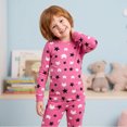 thumbnail image 4 of NIPAXO Girls Pajamas Set Long Sleeve Cat Face and Star Print Thermal Top and Matching Pants Sleepwear for Kids, 4 of 8