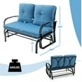 thumbnail image 3 of Costway Patio 2-Person Glider Bench Rocking Loveseat Cushioned Armrest Blue, 3 of 8